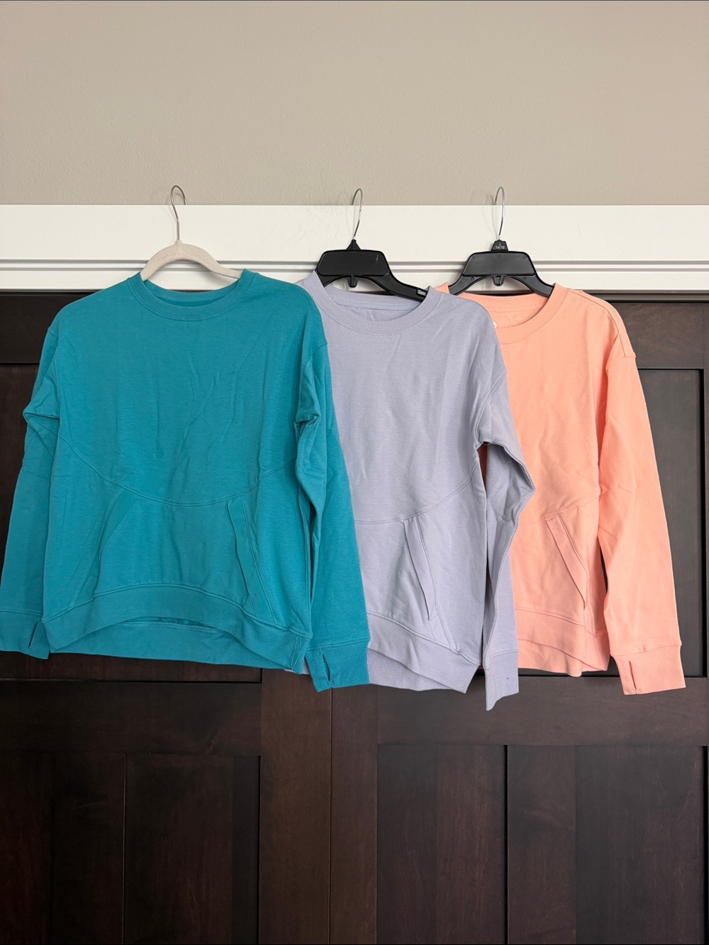 all in motion Girls Crewneck Sweatshirts in Teal, Lavender, Peach Large 10/